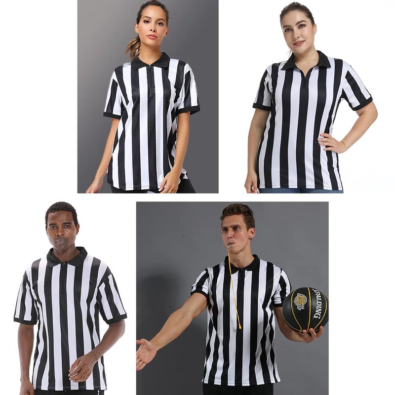 Shinestone Referee Shirt, Referee Costume Shirt for Womens and Mens, Zipper Neck Referee Umpire Shirt Jersey for Football, Soccer and Sports for Christmasï¼ˆMediumï¼‰ - Image 2